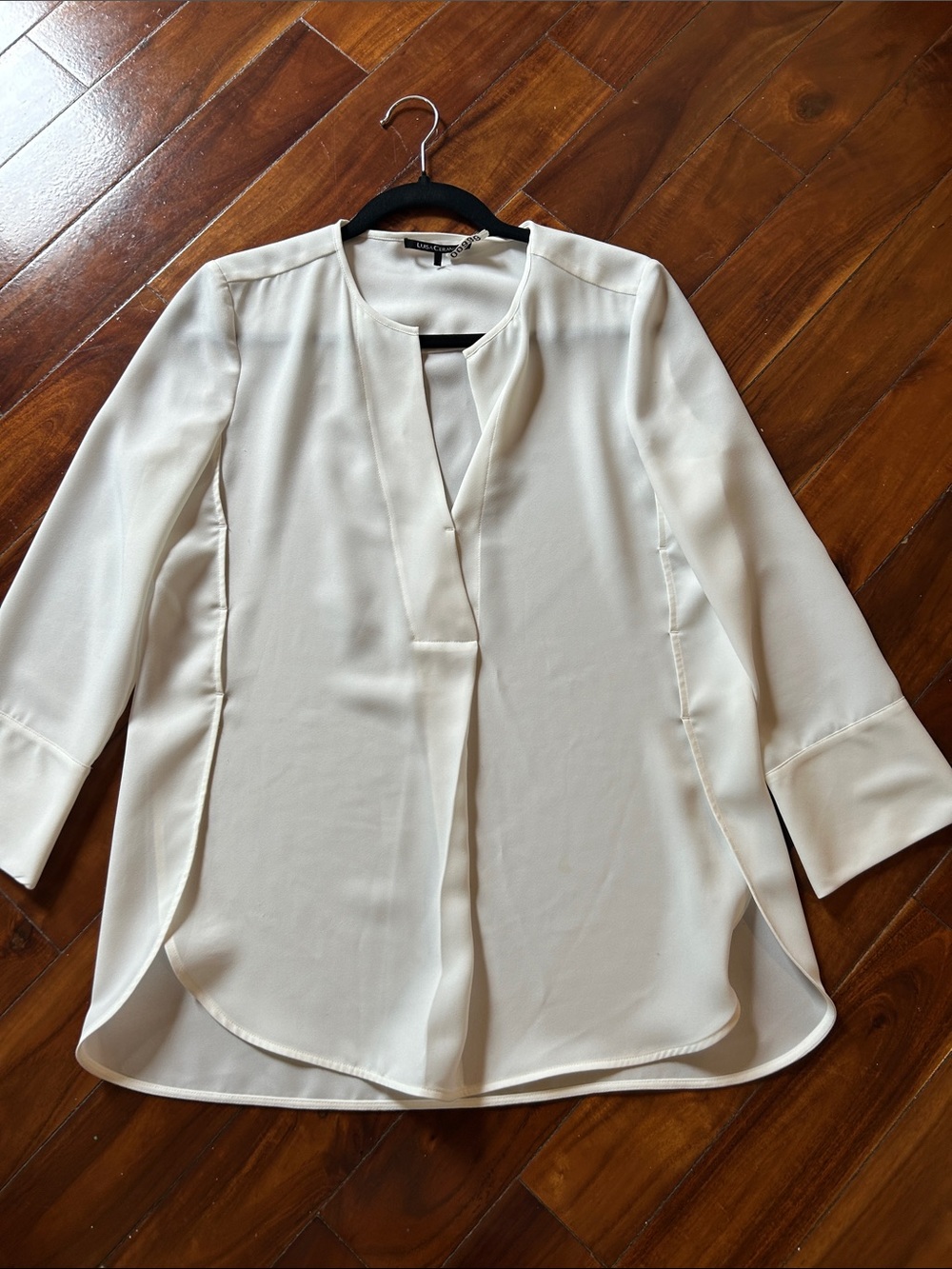 Women's Cream Split-Neck Blouse - Lightweight Long Sleeve Top